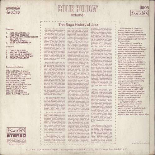 Billie Holiday Volume 1 vinyl LP album (LP record) UK B/HLPVO578170