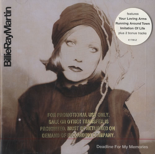 Billie Ray Martin Deadline For My Memories CD album (CDLP) US BMTCDDE471169