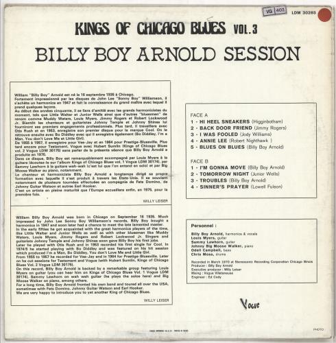 Billy Boy Arnold Kings Of Chicago Blues Vol. 3 vinyl LP album (LP record) UK B8PLPKI727904