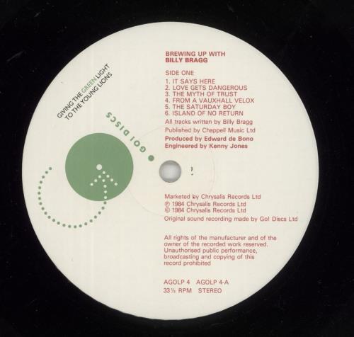 Billy Bragg Brewing Up With Billy Bragg vinyl LP album (LP record) UK BBRLPBR188069