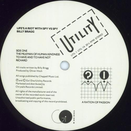 Billy Bragg Life's A Riot With Spy Vs Spy - Autographed vinyl LP album (LP record) UK BBRLPLI808452