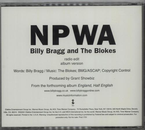 Billy Bragg NPWA CD single (CD5 / 5") US BBRC5NP213403