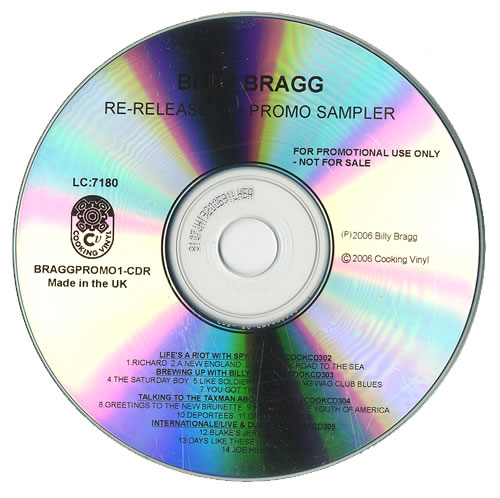 Billy Bragg Volume I - Promo Sampler CD-R acetate UK BBRCRVO472911