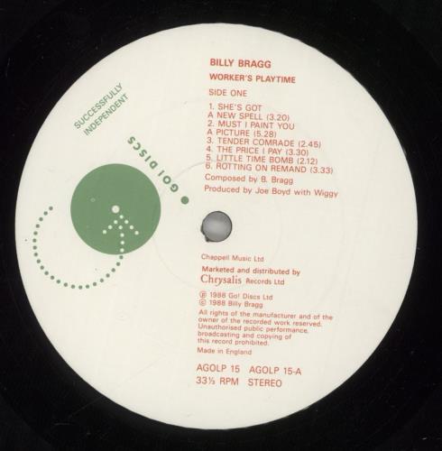 Billy Bragg Workers Playtime vinyl LP album (LP record) UK BBRLPWO298519