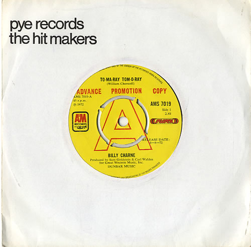 Billy Charne To-Ma-Ray Tom-O-Ray 7" vinyl single (7 inch record / 45) UK G7L07TO630264