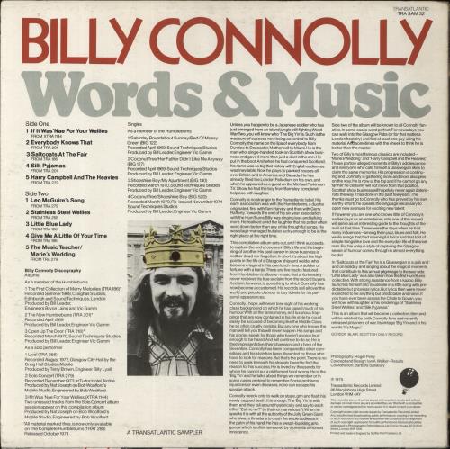 Billy Connolly Words & Music vinyl LP album (LP record) UK BCLLPWO392364