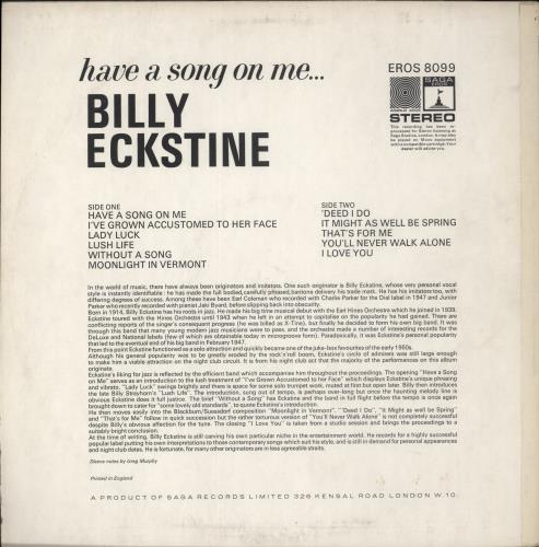 Billy Eckstine & Sarah Vaughan Have A Song On Me... vinyl LP album (LP record) UK E&VLPHA876222