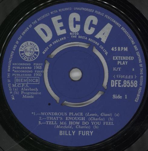 Billy Fury Am I Blue EP 7" vinyl single (7 inch record / 45) UK BFU07AM575006