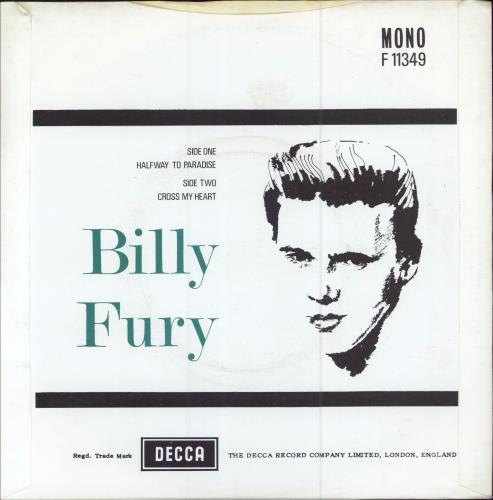 Billy Fury Halfway To Paradise 7" vinyl single (7 inch record / 45) UK BFU07HA783371