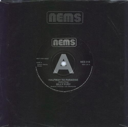 Billy Fury Halfway To Paradise 7" vinyl single (7 inch record / 45) UK BFU07HA786154