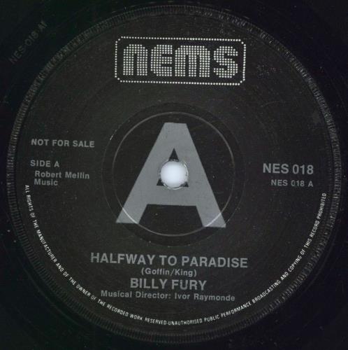 Billy Fury Halfway To Paradise 7" vinyl single (7 inch record / 45) UK BFU07HA786154