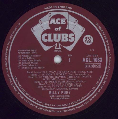 Billy Fury Halfway To Paradise vinyl LP album (LP record) UK BFULPHA821930