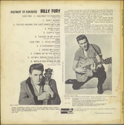 Billy Fury Halfway To Paradise vinyl LP album (LP record) UK BFULPHA821930