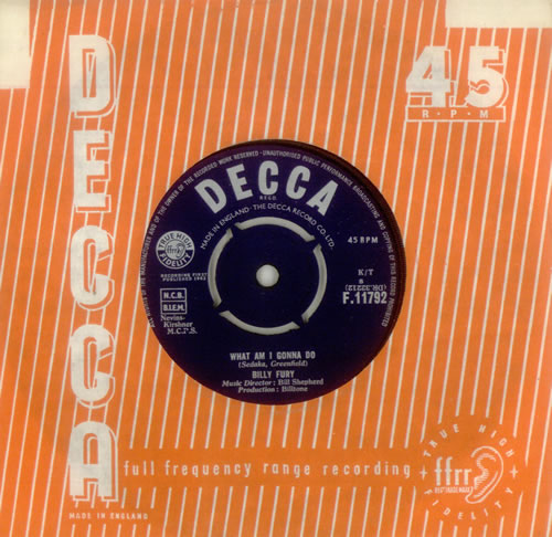 Billy Fury What Am I Gonna Do 7" vinyl single (7 inch record / 45) UK BFU07WH548167