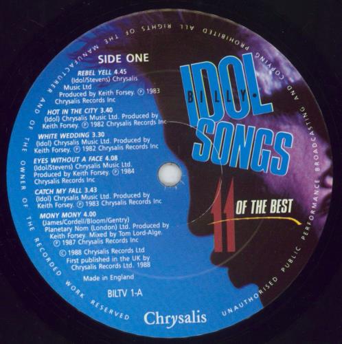 Billy Idol Idol Songs vinyl LP album (LP record) UK IDOLPID654284