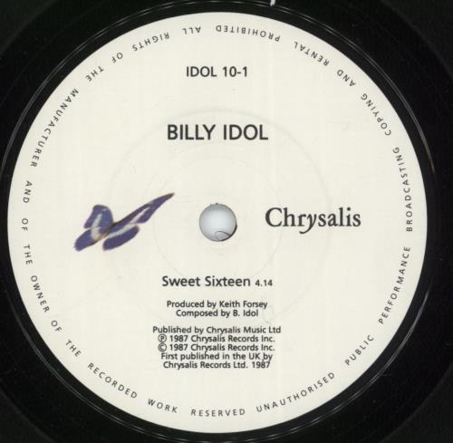Billy Idol Sweet Sixteen 7" vinyl single (7 inch record / 45) UK IDO07SW296441