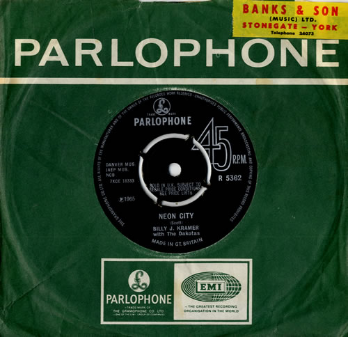 Billy J. Kramer & The Dakotas Neon City - Decca Contract Pressing 7" vinyl single (7 inch record / 45) UK BKD07NE558259