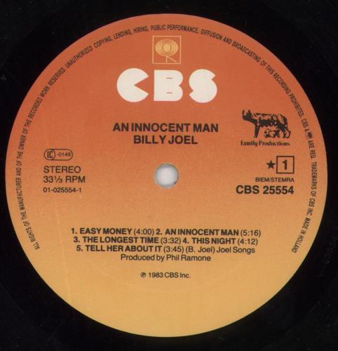 Billy Joel An Innocent Man - 3-Song Hype Sticker vinyl LP album (LP record) Dutch BLYLPAN515034