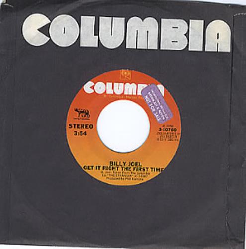 Billy Joel Get It Right The First Time 7" vinyl single (7 inch record / 45) US BLY07GE301194