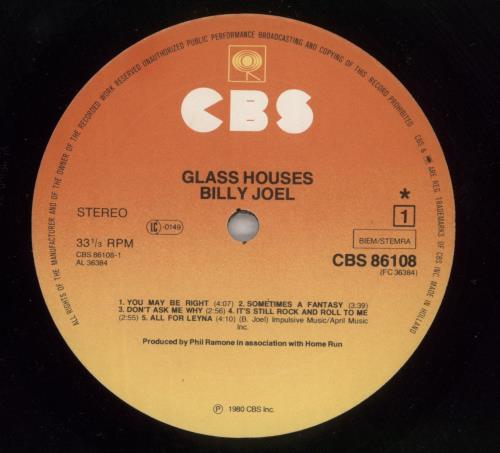 Billy Joel Glass Houses vinyl LP album (LP record) Dutch BLYLPGL713937