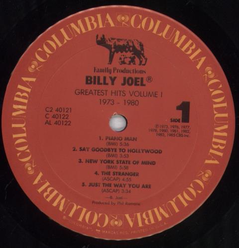 Billy Joel Greatest Hits - Volume I & Volume II 2-LP vinyl record set (Double LP Album) US BLY2LGR836216