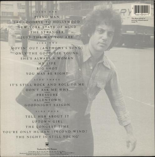 Billy Joel Greatest Hits - Volume I & Volume II 2-LP vinyl record set (Double LP Album) US BLY2LGR836216
