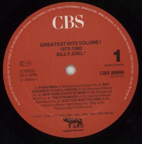 Billy Joel Greatest Hits Volume I & Volume II 2-LP vinyl record set (Double LP Album) Dutch BLY2LGR543268