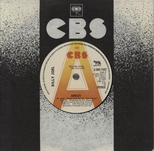 Billy Joel Honesty 7" vinyl single (7 inch record / 45) UK BLY07HO636838