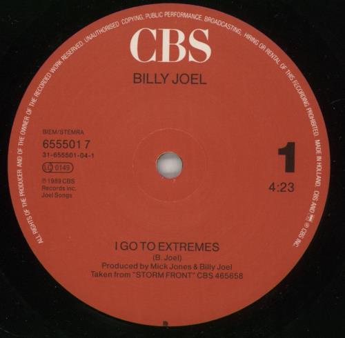 Billy Joel I Go To Extremes 7" vinyl single (7 inch record / 45) Dutch BLY07IG236939