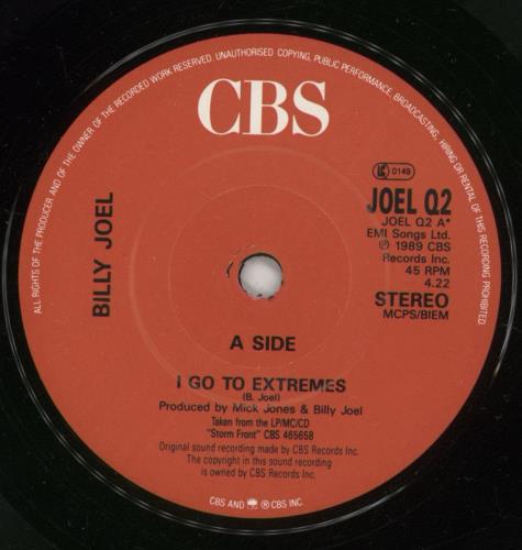 Billy Joel I Go To Extremes 7" vinyl single (7 inch record / 45) UK BLY07IG875841