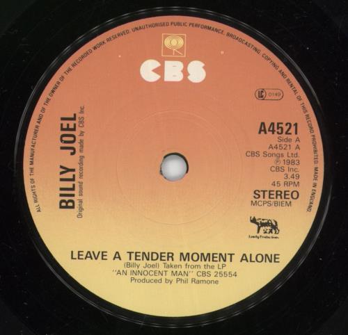 Billy Joel Leave A Tender Moment Alone 7" vinyl single (7 inch record / 45) UK BLY07LE744714