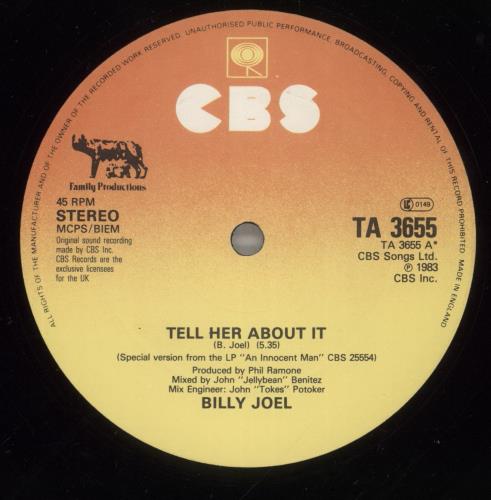Billy Joel Tell Her About It 12" vinyl single (12 inch record / Maxi-single) UK BLY12TE35572
