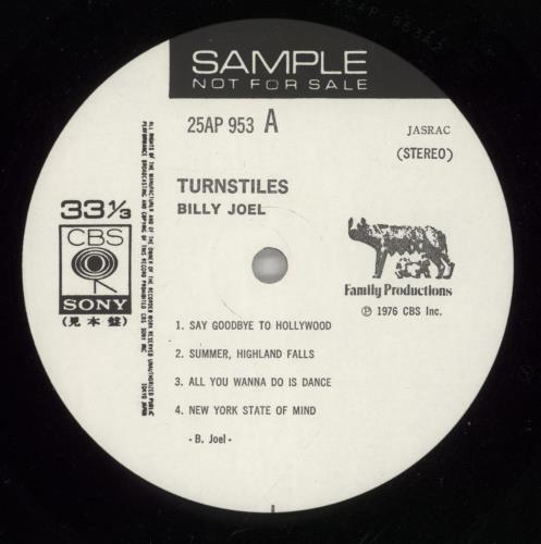 Billy Joel Turnstiles - Promo + Obi vinyl LP album (LP record) Japanese BLYLPTU136086