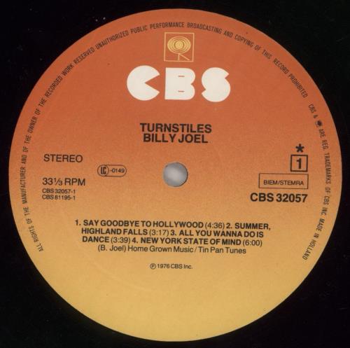 Billy Joel Turnstiles vinyl LP album (LP record) UK BLYLPTU572982