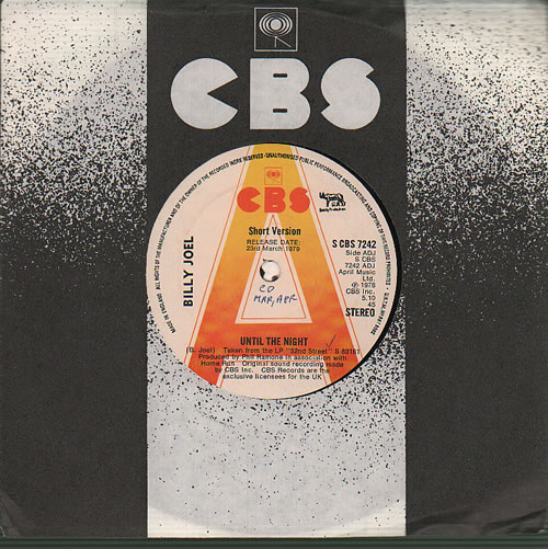 Billy Joel Until The Night - Short/Long Version 7" vinyl single (7 inch record / 45) UK BLY07UN636839