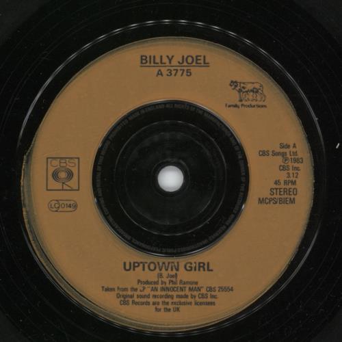 Billy Joel Uptown Girl - Graphic Sleeve - Inj 7" vinyl single (7 inch record / 45) UK BLY07UP573857