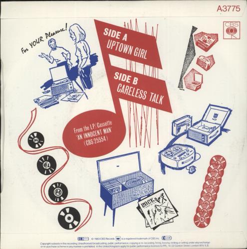 Billy Joel Uptown Girl - Graphic Sleeve - Solid 7" vinyl single (7 inch record / 45) UK BLY07UP689106