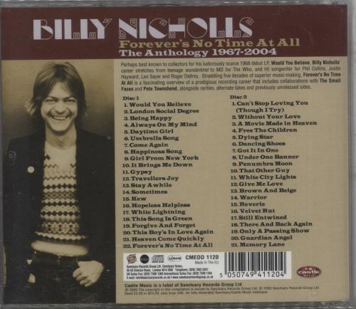 Billy Nicholls Forever's No Time At All - The Anthology 1967 - 2002 - Sealed 2 CD album set (Double CD) UK NCS2CFO876495