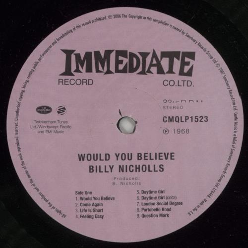 Billy Nicholls Would You Believe 2-LP vinyl record set (Double LP Album) UK NCS2LWO875904