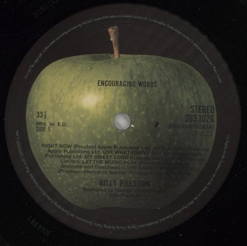 Billy Preston Encouraging Words vinyl LP album (LP record) UK BIPLPEN874014