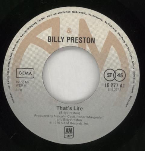Billy Preston That's Life 7" vinyl single (7 inch record / 45) German BIP07TH858637