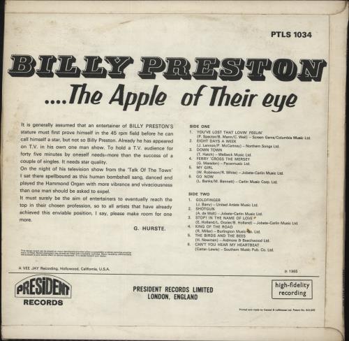 Billy Preston The Apple Of Their Eye vinyl LP album (LP record) UK BIPLPTH281698