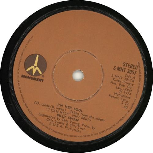Billy Swan I'm Her Fool 7" vinyl single (7 inch record / 45) UK SW507IM690228