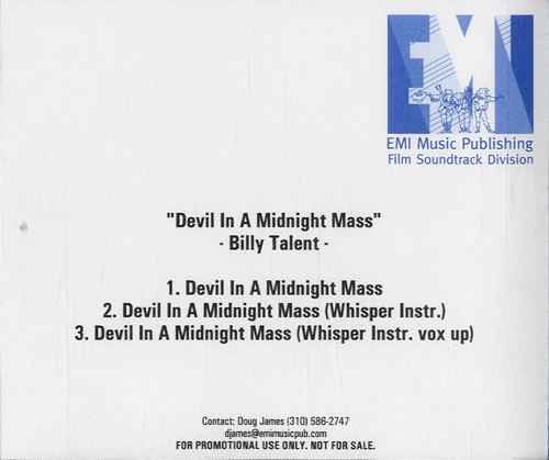 Billy Talent Devil In A Midnight Mass CD-R acetate US B56CRDE549967