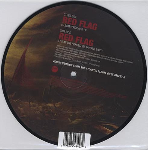 Billy Talent Red Flag 7" vinyl picture disc (7 inch picture disc single) UK B567PRE372156