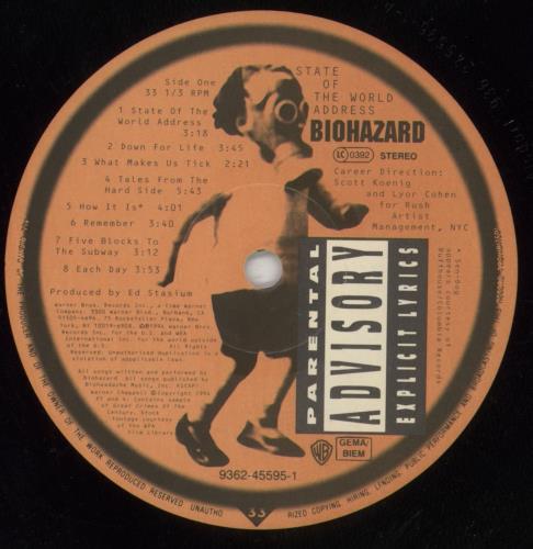 Biohazard State Of The World Address vinyl LP album (LP record) UK B-HLPST492726