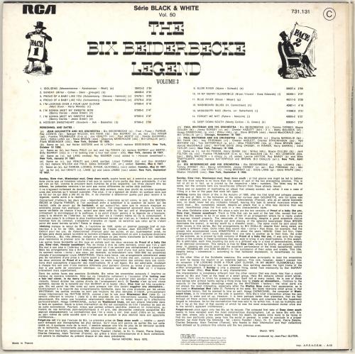 Bix Beiderbecke The Bix Beiderbecke Legend Volume 3 vinyl LP album (LP record) French BB-LPTH713826