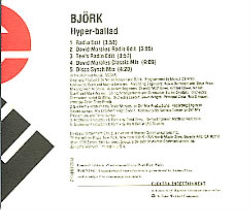 Bj�rk Hyper-Ballad CD single (CD5 / 5") US BJKC5HY282935