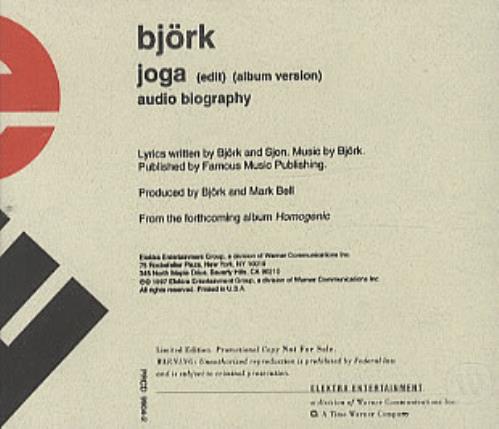 Bj�rk Joga CD single (CD5 / 5") US BJKC5JO95422