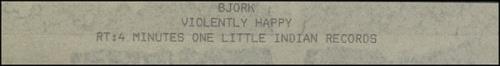Bj�rk Violently Happy video (VHS or PAL or NTSC) UK BJKVIVI137469